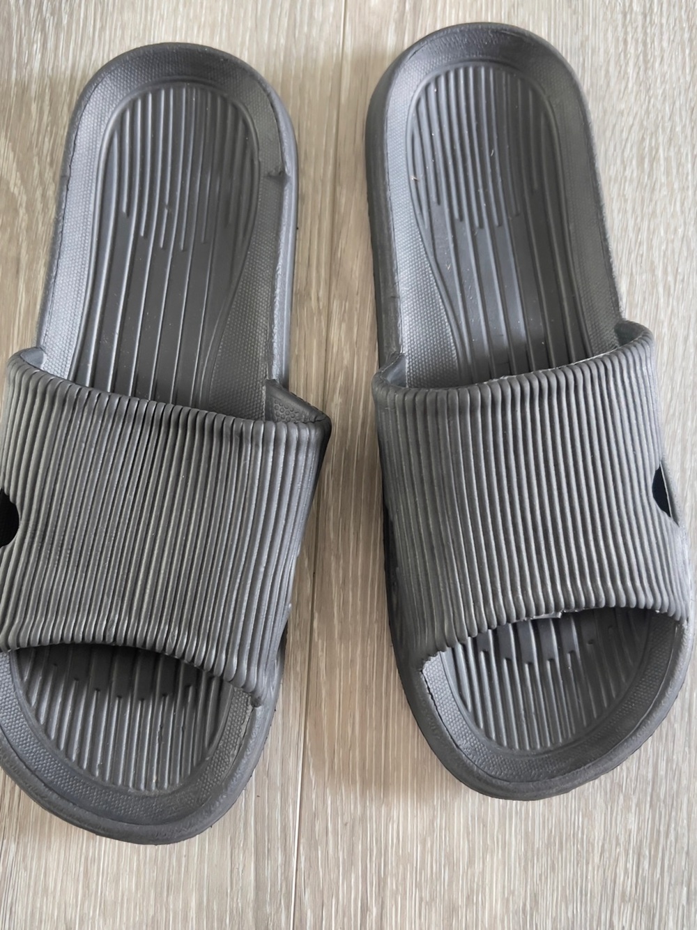 Men's Black Ribbed Slide Sandals - Comfortable Everyday Slip-Ons
